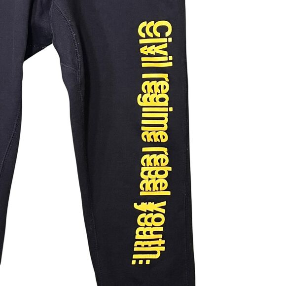 Civil Regime Sweatpants Mens Small Black Joggers Rebel Youth Rose Graphic Cuffed - Picture 8 of 13